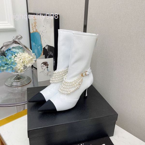boots high end quality autumn and winter style small fragrance pearl high-heeled short boots leather pointed back zipper fashion single, Black
boots high end quality autumn and winter style small fragrance pearl high-heeled short boots leather pointed back zipper fashion single, Black