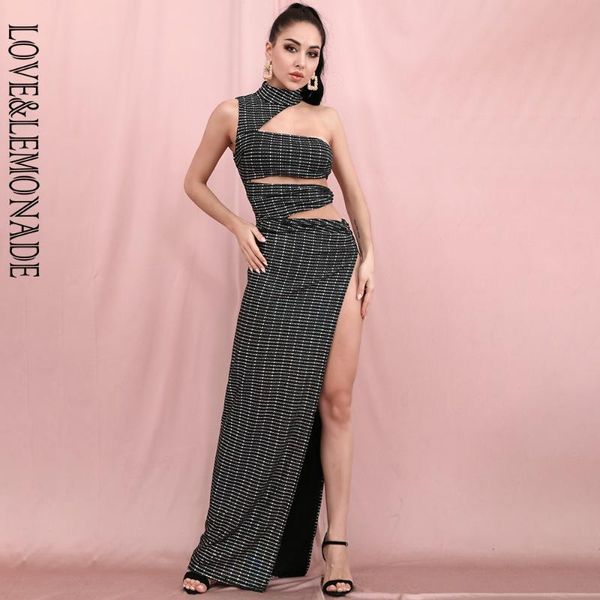 casual dresses love&lemonade high collar cut out silver patch whit split party reflective maxi dress lm82512, Black;gray
casual dresses love&lemonade high collar cut out silver patch whit split party reflective maxi dress lm82512, Black;gray