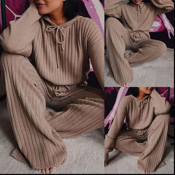 fashion trend autumn knitting women tracksuits 2pcs outfits long sleeve hooded high waist wide leg pants sets casual lounge, Gray
fashion trend autumn knitting women tracksuits 2pcs outfits long sleeve hooded high waist wide leg pants sets casual lounge, Gray