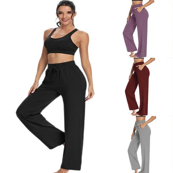 2021 new women's pants solid color lace-up yoga pants casual wide-leg pants for sale, White;black
2021 new women's pants solid color lace-up yoga pants casual wide-leg pants for sale, White;black