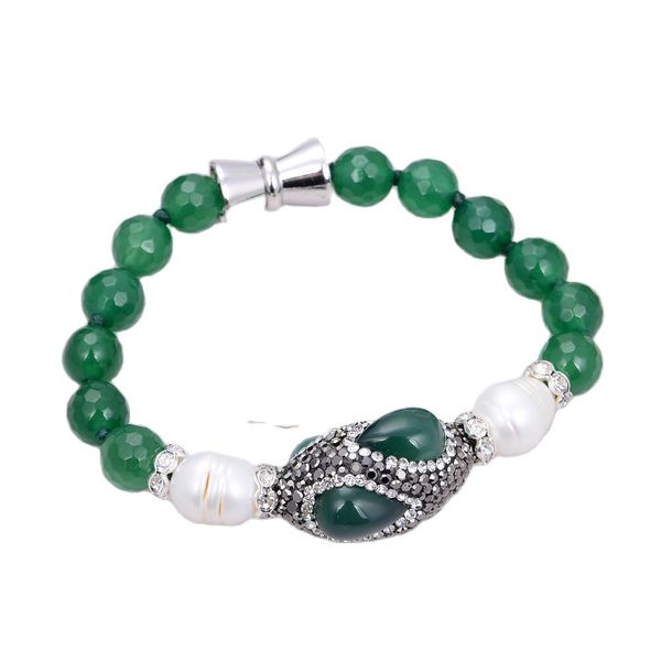guaiguai jewelry natural cultured white rice freshwater pearl faceted round green agates strand bracelet handmade for women real lady fashio, Black
guaiguai jewelry natural cultured white rice freshwater pearl faceted round green agates strand bracelet handmade for women real lady fashio, Black
