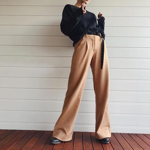 women's pants & capris autumn 2021 fashion street s high-waist leisure, Black;white