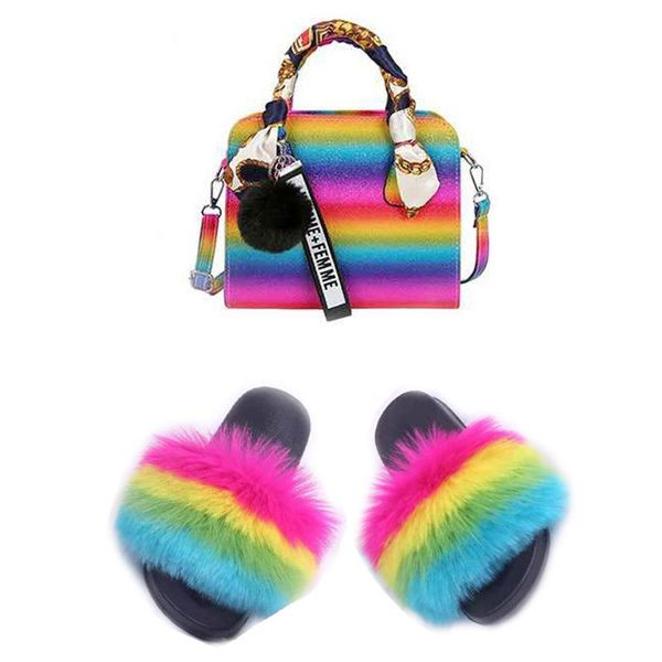 slippers rainbow shoulderbag faux fur plush flip flops fake fluffy slide and bag set outdoor ladies slides purse, Black
slippers rainbow shoulderbag faux fur plush flip flops fake fluffy slide and bag set outdoor ladies slides purse, Black