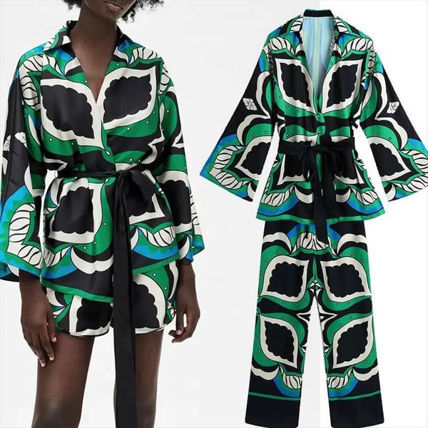 za 2 piece set summer women tracksuits fashion print knot kimono blouse high waist casual shorts woman outfit suit, Gray
za 2 piece set summer women tracksuits fashion print knot kimono blouse high waist casual shorts woman outfit suit, Gray