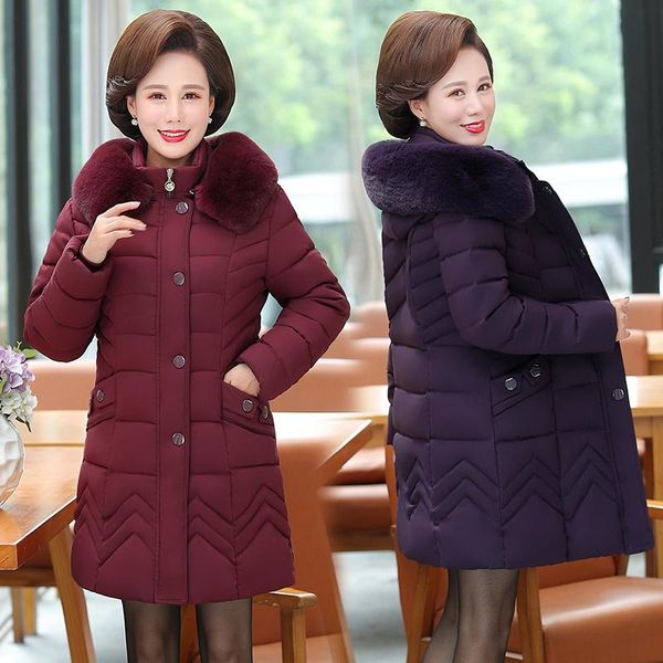 women's down & parkas winter jacket middle-aged long cotton thicken hooded fur collar coat plus size -5xl, Black
women's down & parkas winter jacket middle-aged long cotton thicken hooded fur collar coat plus size -5xl, Black