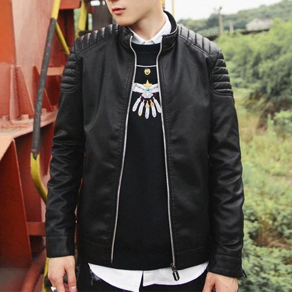 men's fur & faux pu leather slim jacket leisure vintage retro moto washed motorcycle coat size m-3xl, Black
men's fur & faux pu leather slim jacket leisure vintage retro moto washed motorcycle coat size m-3xl, Black
