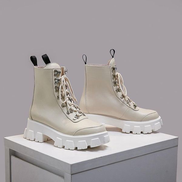beige shoes natural leather boots thick bottom platform with rivets lace-up ankle high heel 6 cm, Black
beige shoes natural leather boots thick bottom platform with rivets lace-up ankle high heel 6 cm, Black