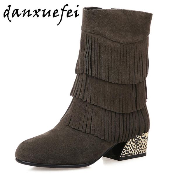 boots women's natural suede leather fringe thick high heel winter mid-calf round toe short plush warm cold weather shoes, Black
boots women's natural suede leather fringe thick high heel winter mid-calf round toe short plush warm cold weather shoes, Black