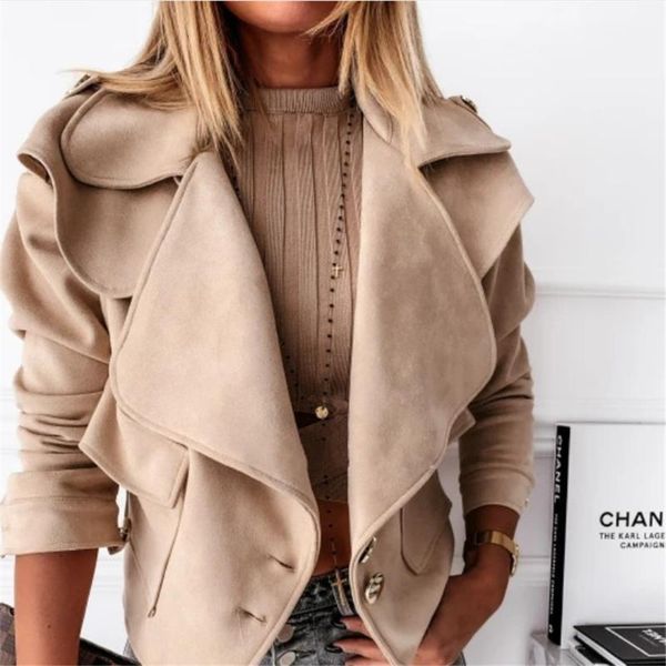 spring autumn women deerskin velvet jacket lapel double button simple style solid color fashion vintage casual daily ladies coat women', Black;brown
spring autumn women deerskin velvet jacket lapel double button simple style solid color fashion vintage casual daily ladies coat women', Black;brown