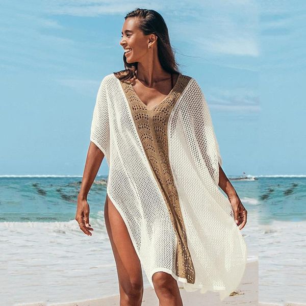 women's swimwear patchwork print long dress casual loose clothing 2021 beacn wear est cover ups, White;black
women's swimwear patchwork print long dress casual loose clothing 2021 beacn wear est cover ups, White;black