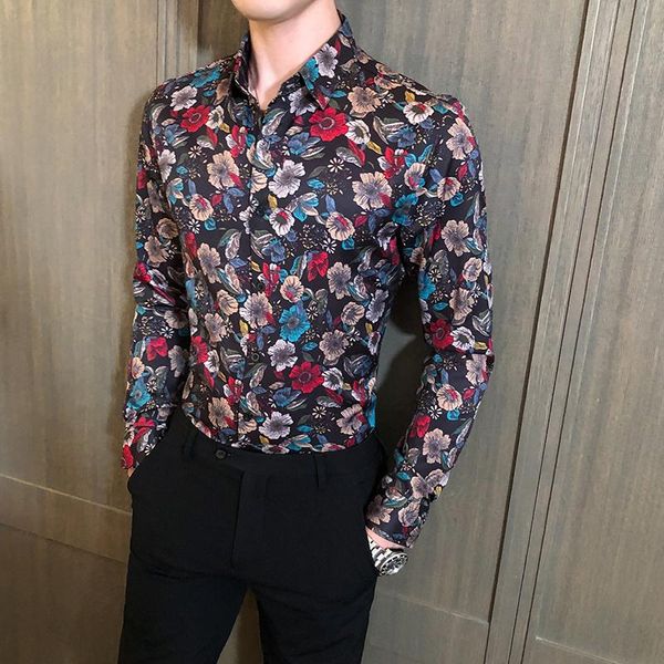 men's casual shirts 2021 retro floral streetwear mens korean style stylish social club outfit party dress men summer, White;black
men's casual shirts 2021 retro floral streetwear mens korean style stylish social club outfit party dress men summer, White;black