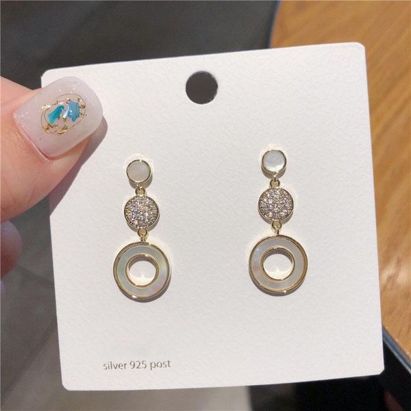 dangle & chandelier long geometric circle earrings for women natural shell cubic zirconia korean fashion jewelry s925 pins quality, Silver
dangle & chandelier long geometric circle earrings for women natural shell cubic zirconia korean fashion jewelry s925 pins quality, Silver