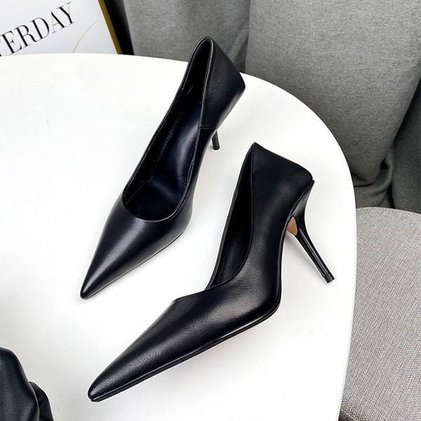dress shoes 2021 pointed toe single female leather white high heels spring stiletto pure ol working women's, Black
dress shoes 2021 pointed toe single female leather white high heels spring stiletto pure ol working women's, Black