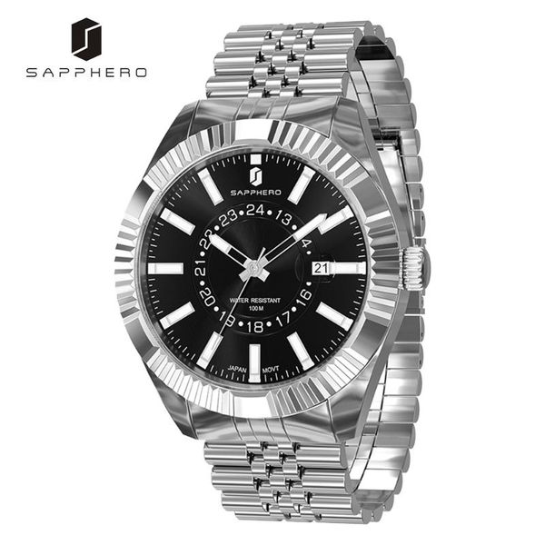 wristwatches watch for mens sapphero miyota quartz movement stainless steel strap 100m waterproof wristwatch luxury casual elegant male gift, Slivery;brown
wristwatches watch for mens sapphero miyota quartz movement stainless steel strap 100m waterproof wristwatch luxury casual elegant male gift, Slivery;brown