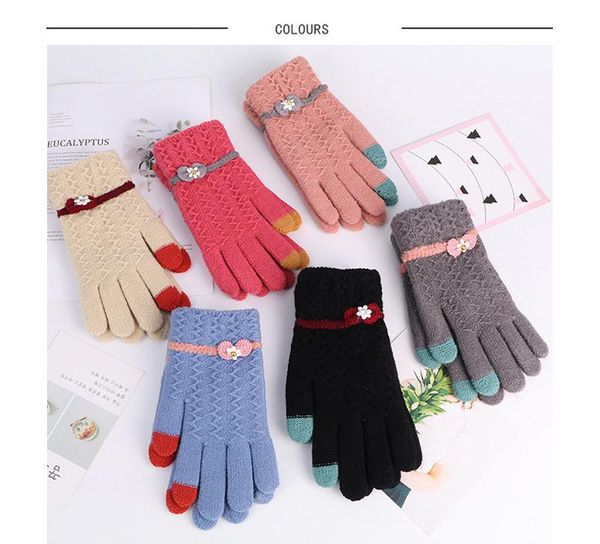 children's mittens cashmere gloves windproof knitted touch screen women warm fashion bow-knot pure color winter soft, White
children's mittens cashmere gloves windproof knitted touch screen women warm fashion bow-knot pure color winter soft, White