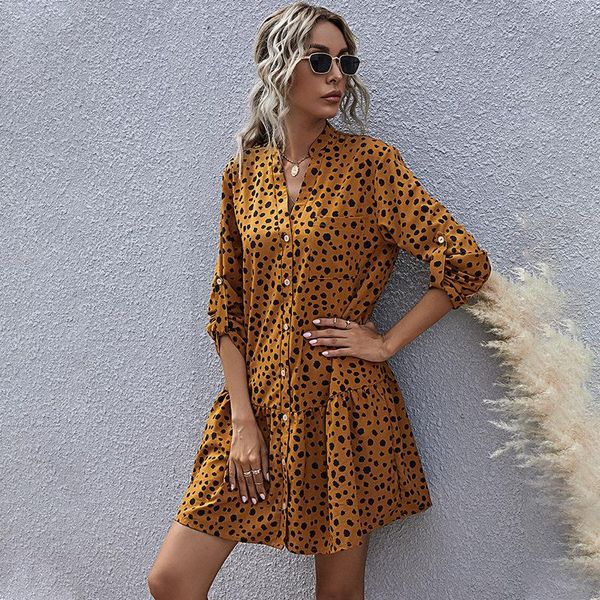 bohemian leopard mini vestido feminino elegant v-neck ruffles vintage dress casual empire three quarter sleeves pretty frodcks dresses, Black;gray
bohemian leopard mini vestido feminino elegant v-neck ruffles vintage dress casual empire three quarter sleeves pretty frodcks dresses, Black;gray