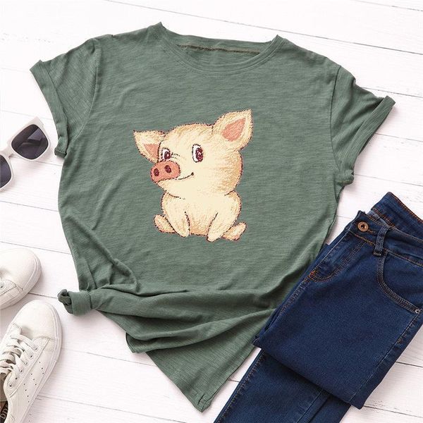plus size 100% cotton womens t shirts o neck cute pig printed casual female floral tees good quality summer, White
plus size 100% cotton womens t shirts o neck cute pig printed casual female floral tees good quality summer, White