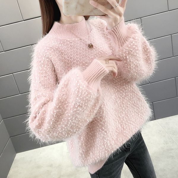 sweater pullover women sweaters knit loose long sleeve autumn winter pullovers sweater 2021 women's jumper, White;black
sweater pullover women sweaters knit loose long sleeve autumn winter pullovers sweater 2021 women's jumper, White;black