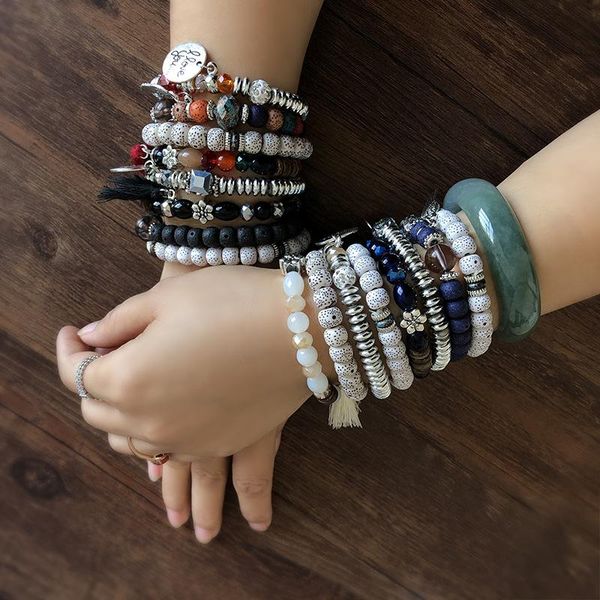 charm bracelets fashion beaded multilayer bracelet female lava bead crystal tassel angel wing pendant star and moon bodhi jewelry, Golden;silver
charm bracelets fashion beaded multilayer bracelet female lava bead crystal tassel angel wing pendant star and moon bodhi jewelry, Golden;silver