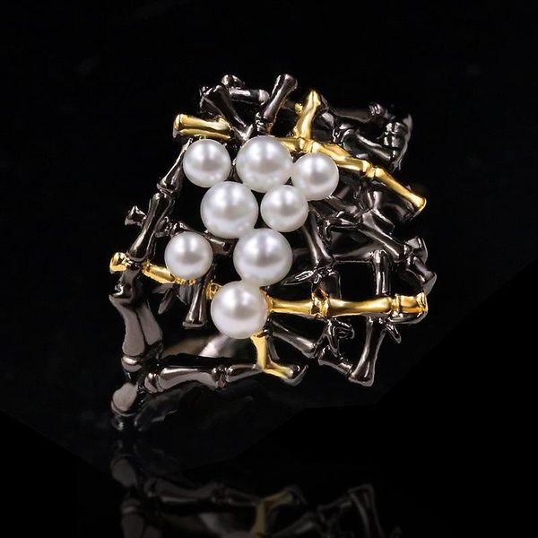 retro gothic style freshwater baroque pearl black hollow geometric ring all-match women's jewelry couple wedding cluster rings, Golden;silver
retro gothic style freshwater baroque pearl black hollow geometric ring all-match women's jewelry couple wedding cluster rings, Golden;silver