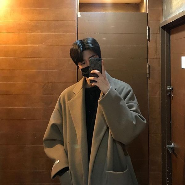 men's wool & blends loose men long woolen coat winter knee length thicken minimalist outdoor trench gabardina hombre fashion casual bd5, Black
men's wool & blends loose men long woolen coat winter knee length thicken minimalist outdoor trench gabardina hombre fashion casual bd5, Black
