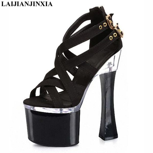 women sandals arrival ankle straps gladiator high heels platform summer shoes crystal, Black 
women sandals arrival ankle straps gladiator high heels platform summer shoes crystal, Black