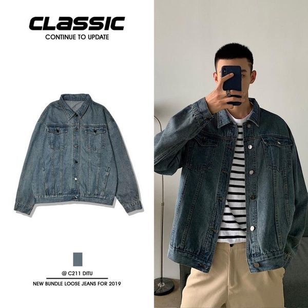 autumn korean denim jacket men's fashion retro blue jackets mens streetwear wild loose hip-hop bomber men s-2xl, Black;brown
autumn korean denim jacket men's fashion retro blue jackets mens streetwear wild loose hip-hop bomber men s-2xl, Black;brown