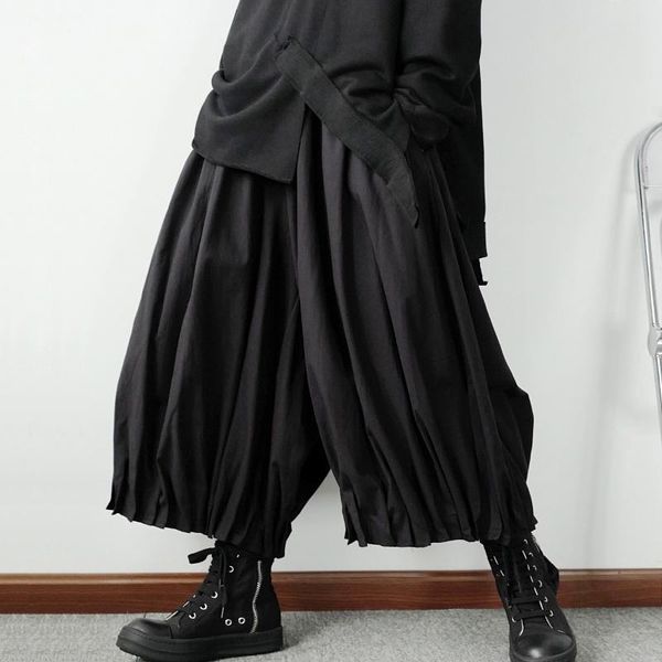 men's pants harem men hip hop autumn personality frill loose wide-leg cropped trousers trendy singer stage flared skirt, Black
men's pants harem men hip hop autumn personality frill loose wide-leg cropped trousers trendy singer stage flared skirt, Black