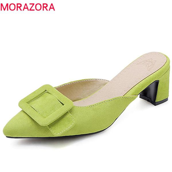 dress shoes morazora 2021 women pumps flock pointed toe summer buckle solid colors high heels party woman mules, Black
dress shoes morazora 2021 women pumps flock pointed toe summer buckle solid colors high heels party woman mules, Black
