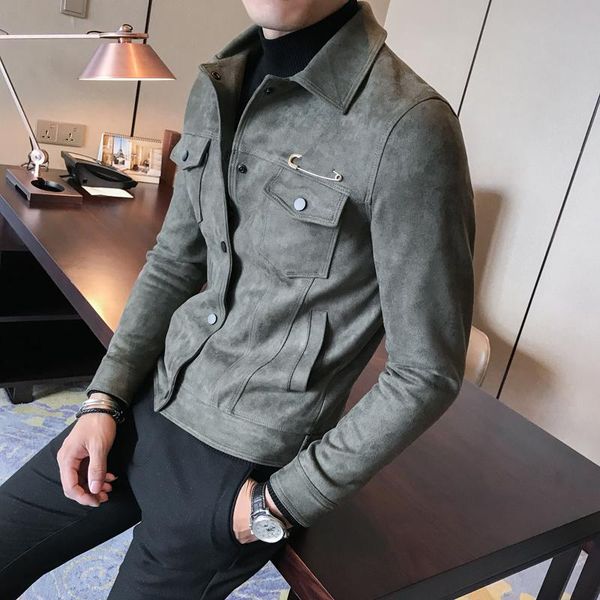fall winter men's bomber jacket lapel casual british style slim fit single-breasted suede outerwear windbreaker jackets, Black;brown
fall winter men's bomber jacket lapel casual british style slim fit single-breasted suede outerwear windbreaker jackets, Black;brown