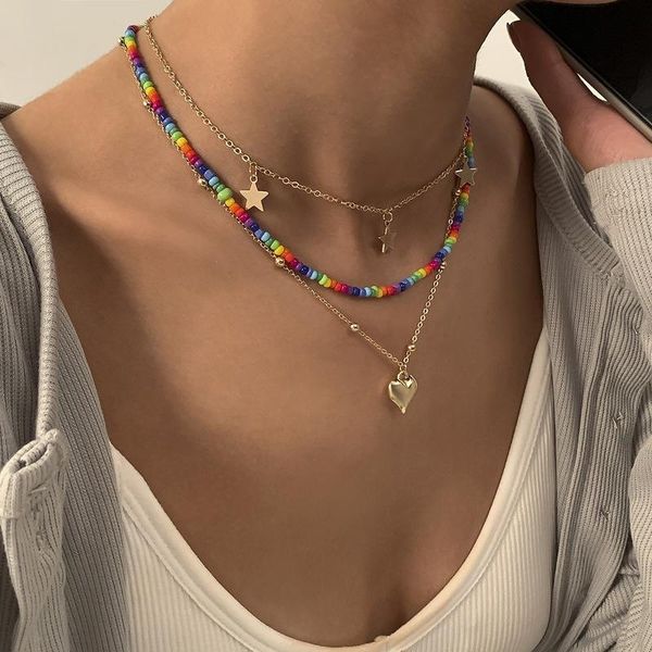chains heart women necklaces pentagram necklace lady fashion colorful rice beads multilayer retro bohemia gold color european naszyjnik, Silver
chains heart women necklaces pentagram necklace lady fashion colorful rice beads multilayer retro bohemia gold color european naszyjnik, Silver