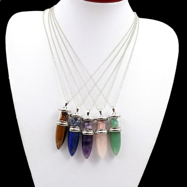 wholesale 10pcs/lot cone shape chips stone pendant necklace for women men wishing bottle shaped charms jewelry necklaces, Silver
wholesale 10pcs/lot cone shape chips stone pendant necklace for women men wishing bottle shaped charms jewelry necklaces, Silver
