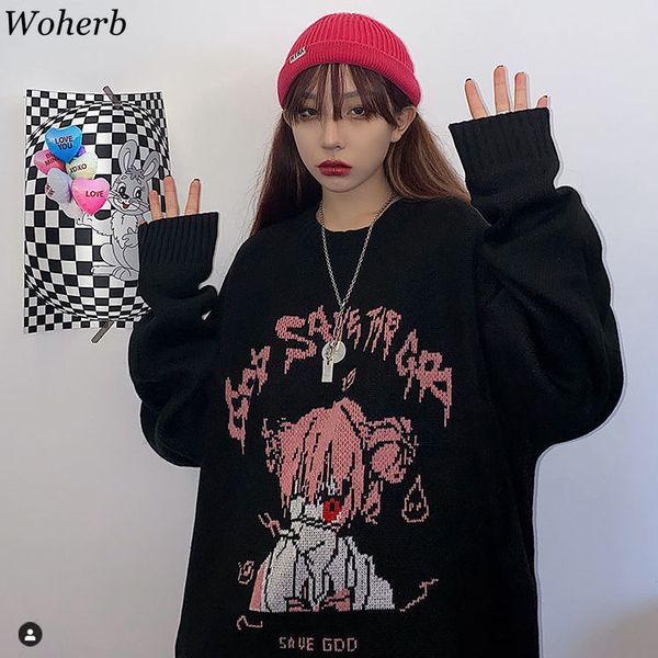 woherb bla sweater women harajuku cartoon girl knitted pullover 2021 new fashion pull femme korean ulzzang jumper, Black
woherb bla sweater women harajuku cartoon girl knitted pullover 2021 new fashion pull femme korean ulzzang jumper, Black