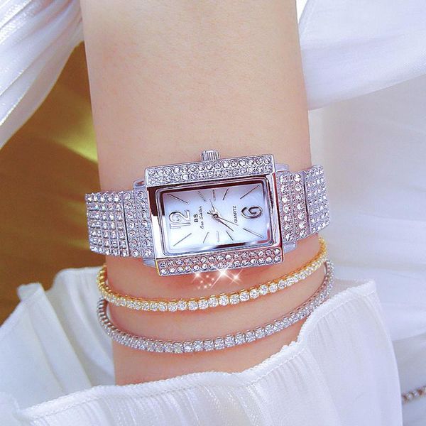 wristwatches luxury full diamond watch for women's elegant square dial gold silver waterproof quartz steel band fashion wrist watches, Slivery;brown
wristwatches luxury full diamond watch for women's elegant square dial gold silver waterproof quartz steel band fashion wrist watches, Slivery;brown