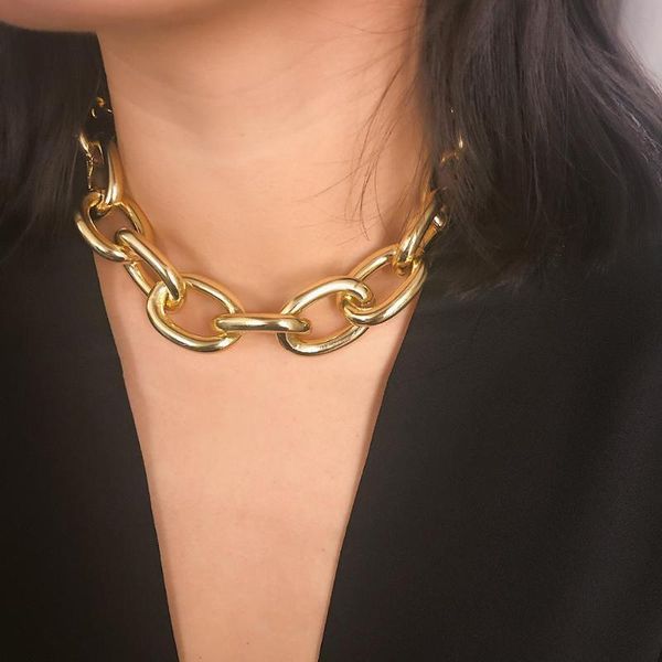 fashion gold large big chain simple personality metal necklace women exaggerated frosted punk short chokers, Golden;silver
fashion gold large big chain simple personality metal necklace women exaggerated frosted punk short chokers, Golden;silver
