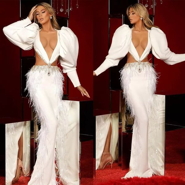 feather deep v neck evening dress puffy long sleeves design floor length custom made straight prom dresses plus size gowns, Black;red
feather deep v neck evening dress puffy long sleeves design floor length custom made straight prom dresses plus size gowns, Black;red