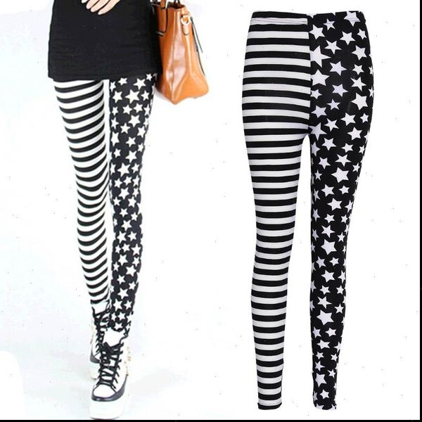 stripe stars elastic waist women legging slim leatherette stretchy ankle length pencil pants, Black
stripe stars elastic waist women legging slim leatherette stretchy ankle length pencil pants, Black