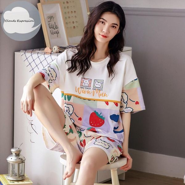 summer pajamas set short women sleepwear sleeved cartoon nightwear girls size pyjamas loose comfort home pijama mujer, Black;red
summer pajamas set short women sleepwear sleeved cartoon nightwear girls size pyjamas loose comfort home pijama mujer, Black;red