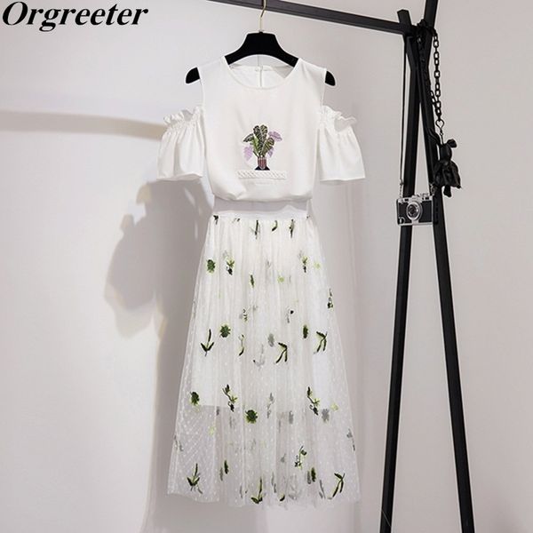 summer female sweet off-the-shoulder chiffon t-shirt and embroidered mesh half mid-calf skirt fairy two-piece suit 210525, White
summer female sweet off-the-shoulder chiffon t-shirt and embroidered mesh half mid-calf skirt fairy two-piece suit 210525, White