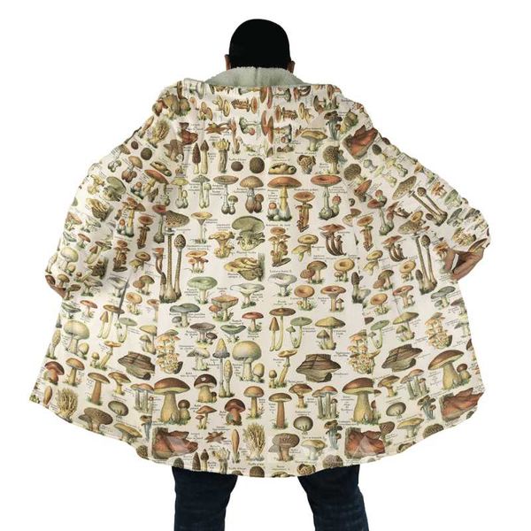 men's wool & blends nature mushroom all over 3d printed thick warm hooded cloak for men windproof fleece casual-6, Black
men's wool & blends nature mushroom all over 3d printed thick warm hooded cloak for men windproof fleece casual-6, Black