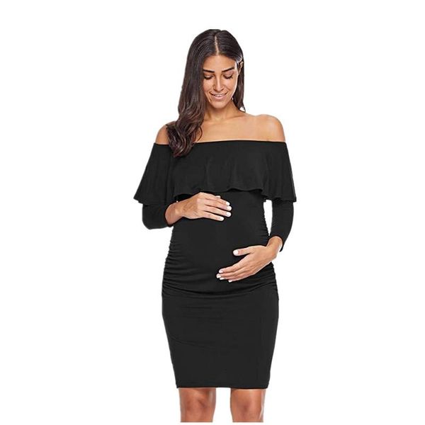 fashion maternity dress women pregnancy clothes party solid ruffles off shoulder dresses ropa premama pography props, White
fashion maternity dress women pregnancy clothes party solid ruffles off shoulder dresses ropa premama pography props, White