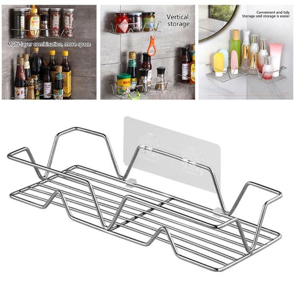 hooks & rails no drilling self-adhesive shower shelf with wall hanging basket stainless steel organizer for home bathroom kitchen
hooks & rails no drilling self-adhesive shower shelf with wall hanging basket stainless steel organizer for home bathroom kitchen