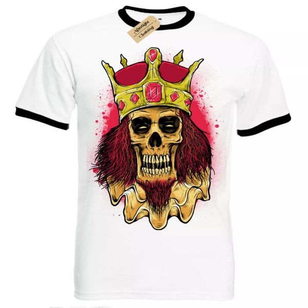 king of pain t-shirt skull skeleton undead man ringer, White;black
king of pain t-shirt skull skeleton undead man ringer, White;black