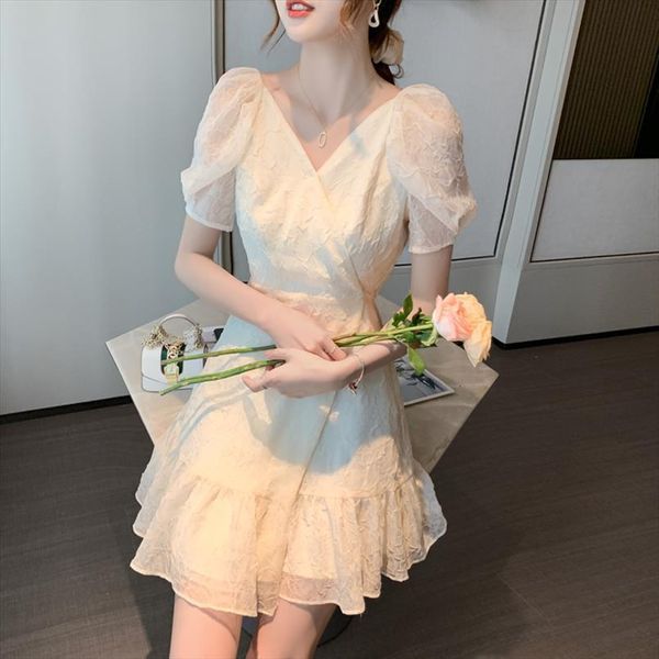 vintage french chiffon mini women dress puff sleeve retro v neck office lady casual summer elegant, Black;gray
vintage french chiffon mini women dress puff sleeve retro v neck office lady casual summer elegant, Black;gray