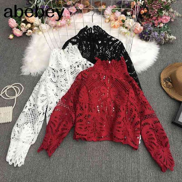spring retro all-match stand collar lantern sleeve solid shirt hollow out hook lace zipper 210512, White
spring retro all-match stand collar lantern sleeve solid shirt hollow out hook lace zipper 210512, White