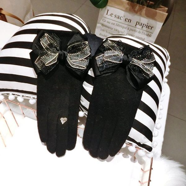 five fingers gloves double-layer bowknot cashmere korean winter warmth finger cycling plus velvet thick touch screen women, Blue;gray
five fingers gloves double-layer bowknot cashmere korean winter warmth finger cycling plus velvet thick touch screen women, Blue;gray