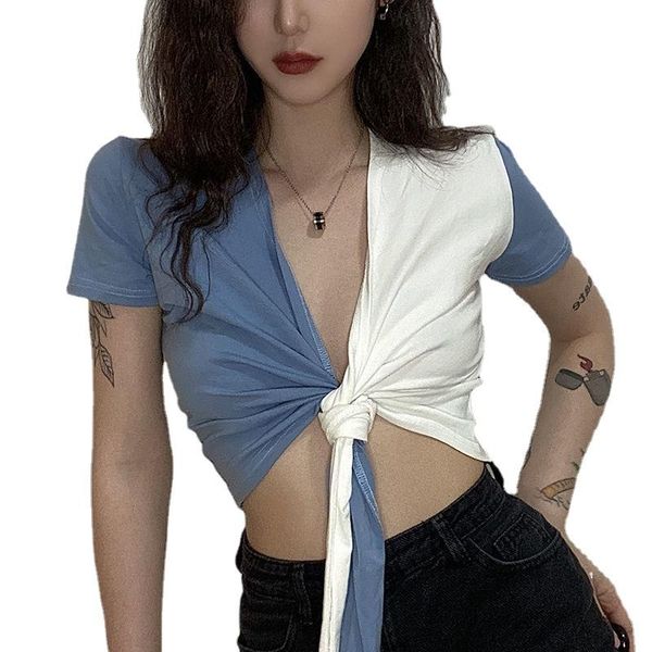 women's t-shirt summer fashion slim short sleeve letter printed v-neck low-cut graphic t shirts women top, White
women's t-shirt summer fashion slim short sleeve letter printed v-neck low-cut graphic t shirts women top, White