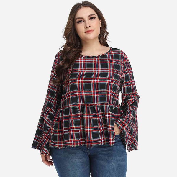 women's plus size hy30241# spring and summer large long sleeve round ne t-shirt loose casual plaid top
women's plus size hy30241# spring and summer large long sleeve round ne t-shirt loose casual plaid top
