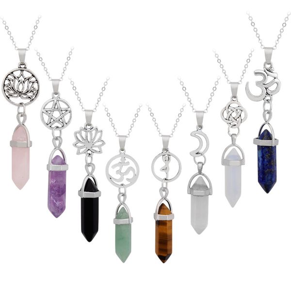 natural stone reiki healing moon flower hexagonal bullet opal amethysts quartz pink crystal chakra pendulum necklace, Silver
natural stone reiki healing moon flower hexagonal bullet opal amethysts quartz pink crystal chakra pendulum necklace, Silver