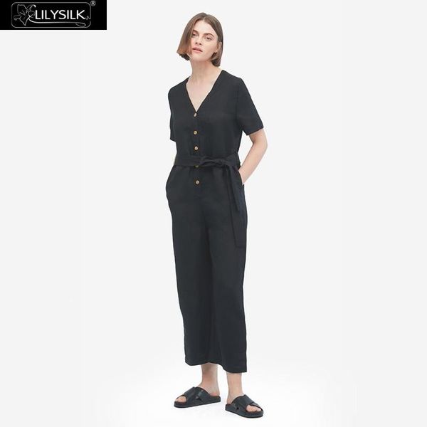 lilysilk jumpsuit casual linen side pockets women women's jumpsuits & rompers, Black;white
lilysilk jumpsuit casual linen side pockets women women's jumpsuits & rompers, Black;white